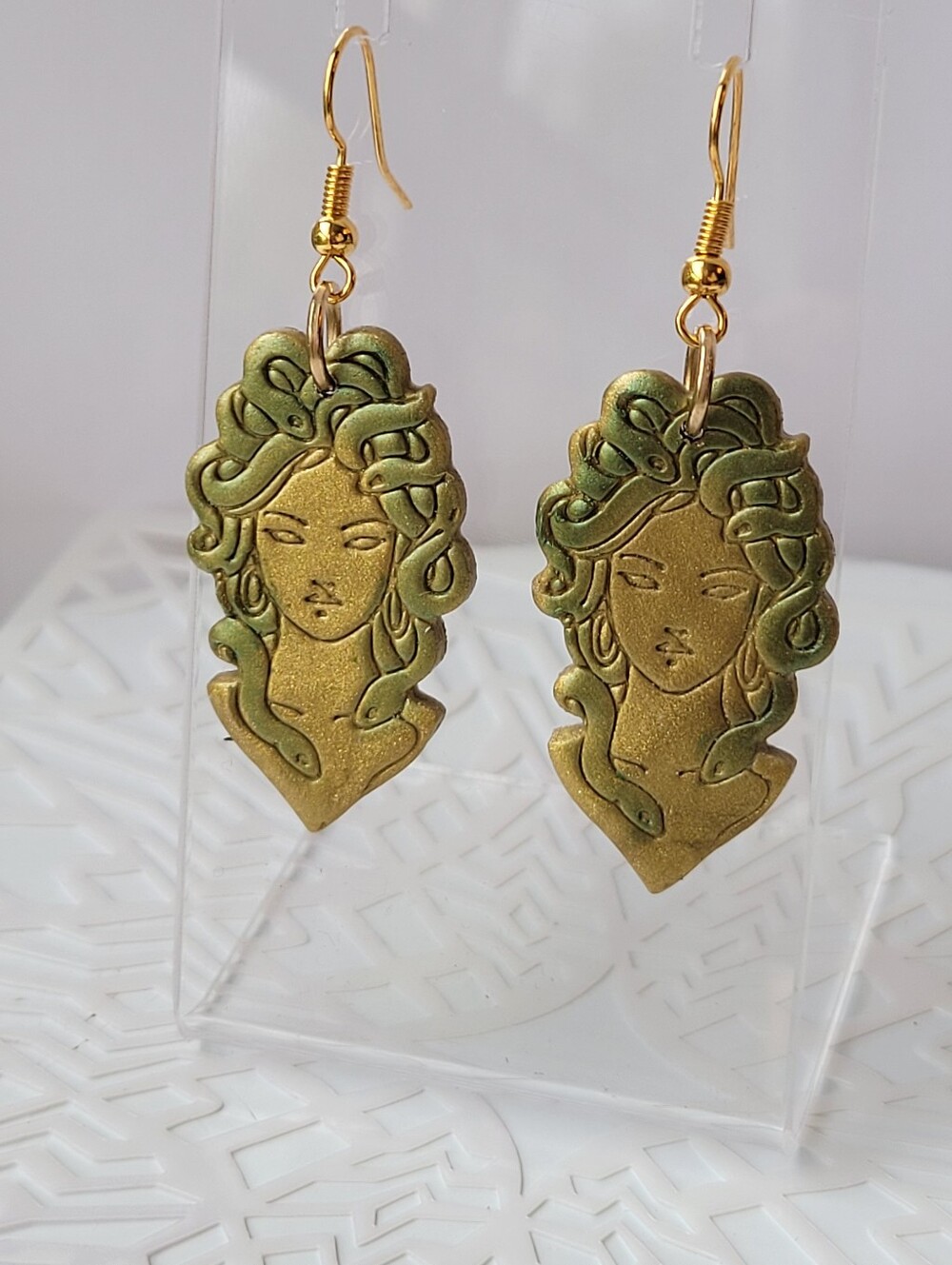 Handmade Medusa Head Dangle Earrings | Greek Mythology Statement Jewelry